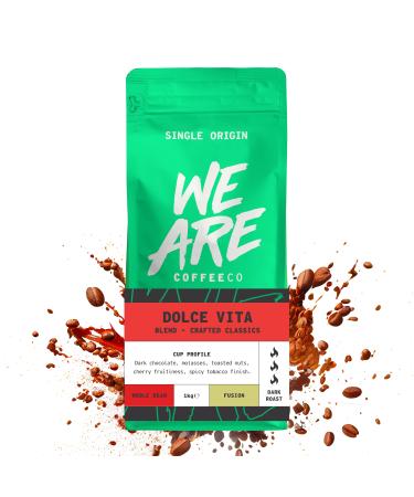 Coffee Beans 1kg Bag Whole Bean Coffee Dolce Vita Blend Coffee Beans Chocolate Nuts & Fruits Notes 100% Arabica & Robusta Dark Roast Fresh Coffee Single Origin (We Are Coffee Co) Whole Bean 1 kg (Pack of 1)