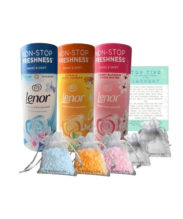Lenor in Wash Scent Boosters Beads Spring Awakening Citrus White Verbena & Cherry Blossom Rose Water 176g bundled with 5xOrganza Bags & Top Tips