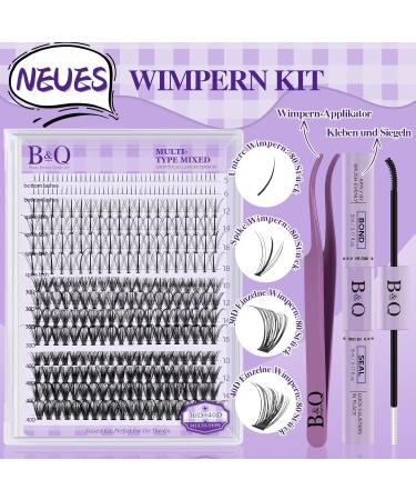B & Q Eyelash Extensions Set | 30D + 40D DIY Spike Lash Kit - Bond & Seal & Tweezers Included | Multi-Style Mix (10-16 Mix) | Perfect for Professional or DIY Use - Buy Online on SooperMarket.com