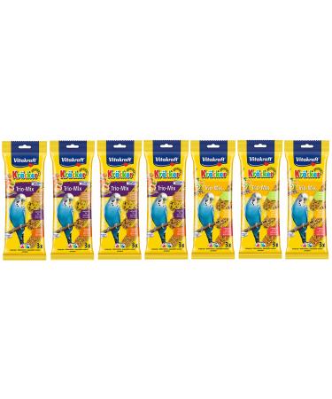 VITAKRAFT TRIO MIXED VARIETY PACK BUDGIE KRACKER HANGING BIRD CAGE SEED STICK TREATS 7 PACK 6 FLAVOURS