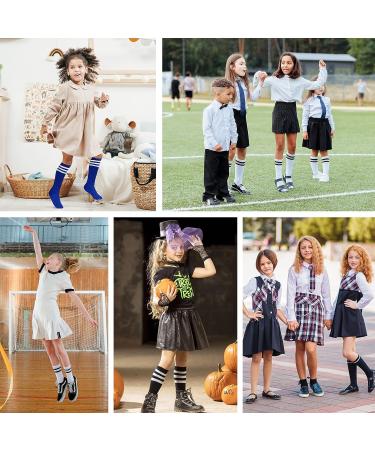 Komorebi Kids Toddler Soccer Knee High Tube Socks - Three Stripes Cotton Uniform Sports Stocking - Pure Purple - Buy Online on SooperMarket.com