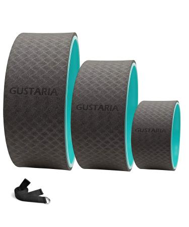 GUSTARIA Yoga Wheel Set Sports Yoga Wheel Roller for Back Pain Stretching Improving Yoga Poses & Backbend with Bonus Guide & Free Yoga Strap 3 Pack(13 10 & 6") Green Black