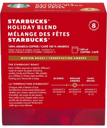STARBUCKS Holiday Blend for NESPRESSO VERTUO Limited Edition Medium Roast Coffee Sweet Maple and Herbal Notes 100% Arabica Coffee 8 Recyclable Capsules Pack of 4 - Buy Online on SooperMarket.com