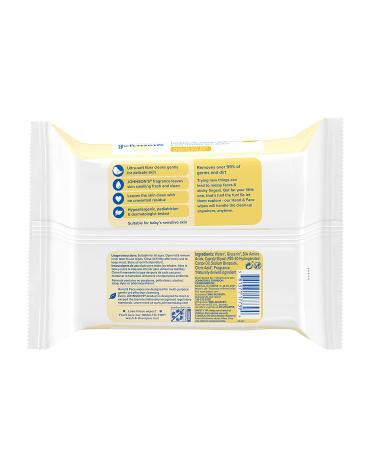 Johnson's Hand & Face Baby Sanitizing Cleansing Wipes for Travel - No More Tears Formula - Paraben and Alcohol Free - 25 ct (Pack of 4) - Buy Online on SooperMarket.com