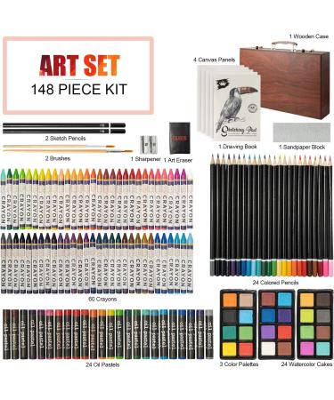 148 Piece Deluxe Art Set with Wooden Case - Professional Artist Drawing & Painting Kit for Kids, Teens, and Adults - Buy Online on SooperMarket.com