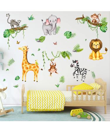 Olyee Jungle Animal Wall Stickers | Removable Nursery Decor for Kids Bedrooms | Farm Animals for Baby Toddler Room | Boy Girls Wall Decals - Buy Online on SooperMarket.com