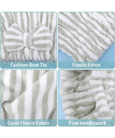 2-Pack Microfiber Hair Towel Caps with Bow-Knot for Fast Drying - Blue, Gray, and White - Soft & Absorbent Hair Drying Caps for Women - Buy Online on SooperMarket.com
