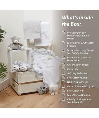 Personalised Baby Girl Gift Set - Newborn Essentials and Hamper for Baby Girl - Grey - Buy Online on SooperMarket.com