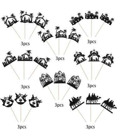 24 Pack Christmas Jesus Cupcake Toppers Jesus's Nativity Cupcake Picks Glitter Cross Cupcake Decorations for Merry Christmas Jesus's Birthday Holy Religious Party Cake Decorations Supplies Black 1-black - Buy Online on SooperMarket.com