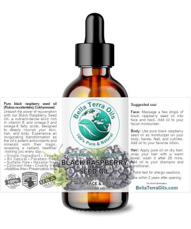 Buy Bella Terra Black Raspberry Seed Oil 2 oz - Cold-Pressed Unrefined High in Vitamin E & Omega-3 - Enhance Your Beauty Naturally - Buy Online on SooperMarket.com