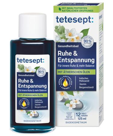 Tetesept rest & relaxation bathroom - health bath with 5 essential oils for inner peace and more balance - cosmetic bathing additive with skin care formula - 1 x 125 ml