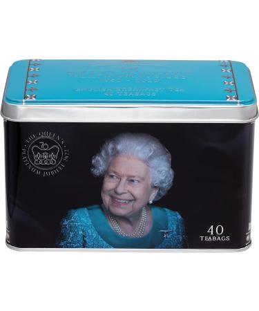 Queen Elizabeth II Jubilee 2022 Commemorative Tea Tin with 40 English Breakfast Teabags - Black Tea 40 Count - Buy Online on SooperMarket.com