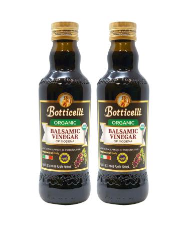 Botticelli Aged Balsamic Vinegar of Modena (Pack of 2) - Organic Balsamic Vinegar for Bread Dipping & Salad Dressing - Aceto Balsamico Tradizionale Di Modena IGP - 16.9oz Organic 16.91 Fl Oz (Pack of 2)
