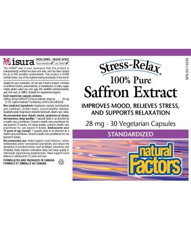 Saffron Extract 28mg Stress Relax 30 Vcaps - Buy Online on SooperMarket.com