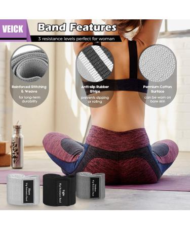 VEICK Resistance Bands - Workout Loop Bands for Women - Fitness Stretch Bands for Booty Legs - White/Gray/Black - Buy Online on SooperMarket.com