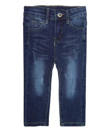 KIDSCOOL SPACE Baby Little Boys Jeans Elastic Band Inside Straight Fit Ripped Denim Pants 5-6 Years Deepblue-2553