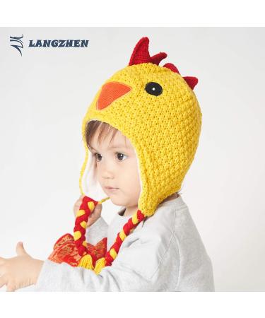 LANGZHEN Toddler Kids Winter Hat Earflap Knit Cap for Boys Girls 2-4 Years - Yellow - Buy Online on SooperMarket.com