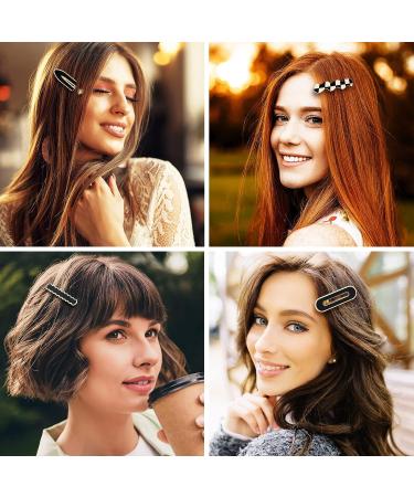 Whaline 14Pcs White Black Checker Hair Clips - No Bend, No Crease Wave Geometric Duckbill Clip for Girls, Women, Toddlers - Korean Styling Barrettes - Buy Online on SooperMarket.com