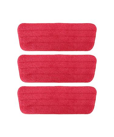 TreeLen 3 Packs Microfiber Mop Pads Spray Mop Refill Replacement Heads Wet/Dry Floor Cleaning Refill Mop Pads Compatible with Bona Floor Care System Rubbermaid Reveal Spray Mop Libman Cxhome Norwex Red 3packs Mop Pad