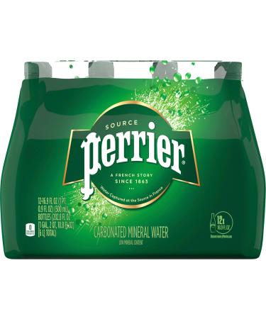 Perrier Sparkling Water, Plastic Water Bottles, 16.9 Fl Oz (Pack of 12)