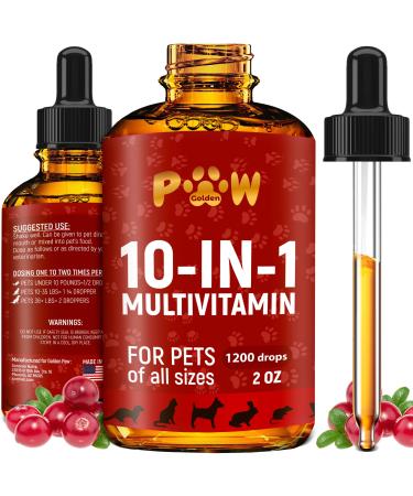 10 In 1 Cat & Dog Multivitamin - Hip & Joint Vitamins For Dogs + Vitamins C, D, B1-12 - Cranberry Supplement For Dogs & Cat Vitamins - Bladder, Kidney, Skin, Joint Support - Glucosamine Dog Supplement