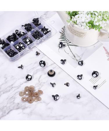 PandaHall Resin Safety Eyes 100pcs for Amigurumi & Crafts - Black Stuffed Teddy Bear Eyes in 5 Sizes (8/10/12/14/16mm) with Washers - 100 Pack - Buy Online on SooperMarket.com