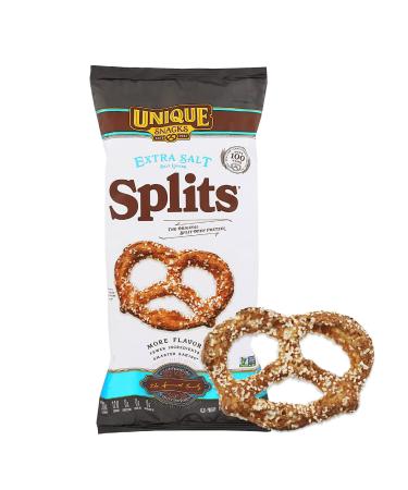 Unique Snacks Extra Salt Splits Pretzels Delicious Homestyle Baked Certified OU Kosher and Non-GMO No Artificial Flavor 11 Oz Bags (Pack of 3)