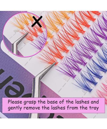 Outopen 14MM Colored Cluster Lash Extensions - 140 PCS C Curl Wispy Natural Eyelashes - DIY Reusable 7 Color Mix - Buy Online on SooperMarket.com