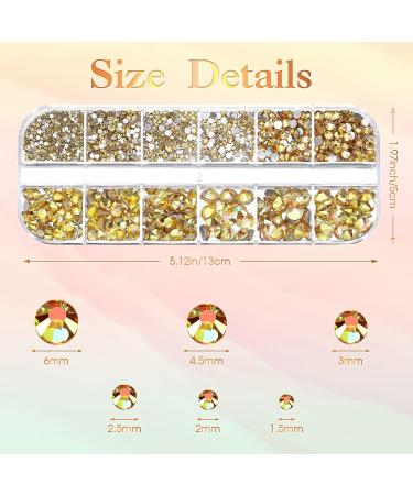 2000 Flat Back Gems Rhinestones Set with Tweezer and Pen - 6 Sizes (1.5-6 mm) Round Crystal Rhinestones for Crafts, Nails, Clothes, Shoes - Metallic Sunshine - Buy Online on SooperMarket.com