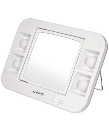 Jerdon J1015 LED Lighted Makeup Mirror 5x Magnification White Finish - Buy Online on SooperMarket.com