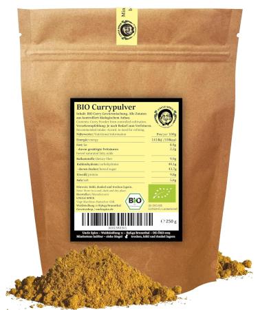 Uncle Spice Bio Curry Spice Mix 250g - Authentic Madras Curry Powder Premium Quality No Additives - De- KO-005 - Perfect for Sauces & Currywurst - Buy Online on SooperMarket.com