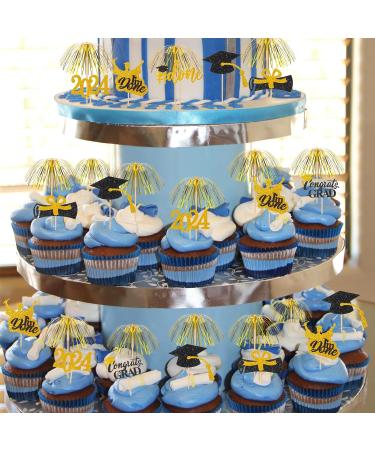 160 Pcs Graduation Firework Cupcake Toppers Set 100 Pcs 9 Inch Gold Foil Frill Firework Toothpicks and 60 Pcs Graduation Glitter Graduation Cupcake Topper for Graduation Party Cake Cocktail Food Fruit - Buy Online on SooperMarket.com
