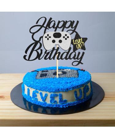 Sumerk 1PC Video Game Happy Birthday Cake Topper Level Up Cake Toppers Game On Level Up Winner Party Decoration for Boys Kids Baby Shower for Game controller Themed Party Favors (Silver) Sliver - Buy Online on SooperMarket.com