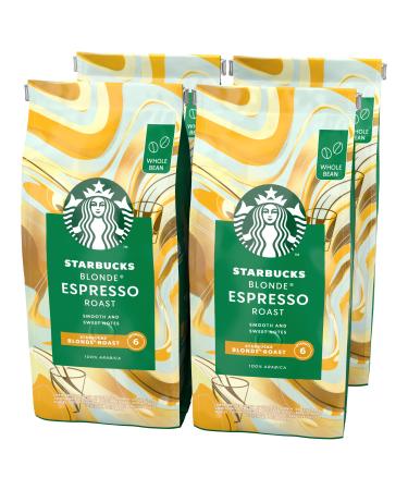 Starbucks blonde espresso roast bright roasting entire coffee beans 450g (4 Pack) Blonde espresso roast unflavoured 1.8 kg (1 Pack)