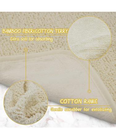Natural Organic Bamboo and Ramie Dual Sided Washcloths Hand Towels - Pack of 4 (Green and White) | Ultra Soft, Gentle for Body, Face, Sensitive Baby Skin - Shower, Bath, Spa - Buy Online on SooperMarket.com