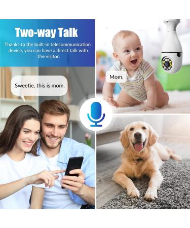 2Pcs 360 Degree Light Bulb Security Cameras- Outdoor Wireless WiFi, Night Vision, Alexa Compatible- 5GHz, 2Pc Set - Buy Online on SooperMarket.com