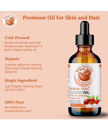 Rosehip Seed Oil. 120ml. 100% Pure. Cold-pressed. Unrefined. Chemical-free. Rich in Vitamin C. Great for Mature Skin. Natural Moisturizer for Hair Skin. 120 ml (Pack of 1) - Buy Online on SooperMarket.com