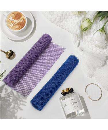 Windspeed 2Pcs African Body Exfoliating Net - Deep Cleaning Bath Sponge for Men and Women - Shower Scrubber - Stocking Stuffer - 80x30cm - Blue + Purple - Buy Online on SooperMarket.com
