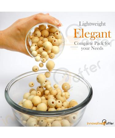 Innovative Offer: 510 Pcs Wooden Beads with Jute Twine - 6 Sizes Unfinished Wood Beads for Crafts - Ideal for Jewelry Making, Garland, and DIY Projects - Buy Online on SooperMarket.com