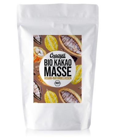 Copaya organic cocoa mass in raw food quality Peruvian raw cocoa paste from Criollo beans (3 x 1000g)