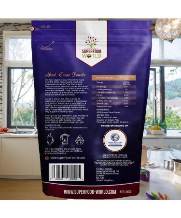 Premium Organic Peruvian Raw Cacao 500g - Rich in Magnesium & Flavonoids - Ideal for Hot Chocolate, Smoothies & Baking - Buy Online on SooperMarket.com