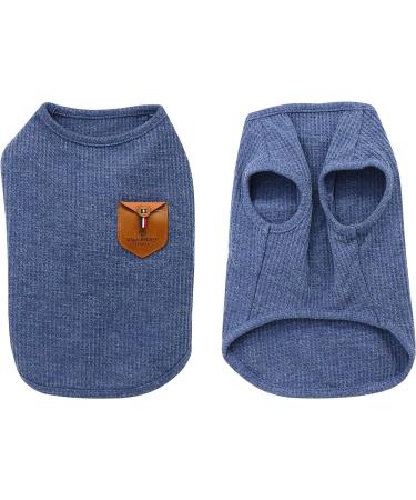Yaodhaod Small Dog Shirt - Blue & Gray Cotton Clothing for Dogs & Cats (2 Pack) | Perfect for Teacup Teddies & Dwarf Rabbits - Buy Online on SooperMarket.com
