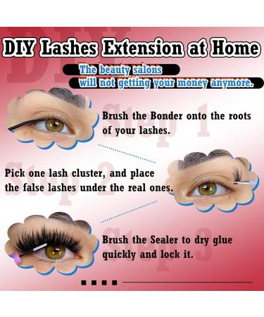 Goddvenus Eyelash Extension Kit Fluffy Individual Eyelashes Kit 20mm D Curl Russian Cluster Lashes Thick Eyelash Clusters Kit with Lash Individuals Bond and Seal Eyelash Applicator D-96D - Buy Online on SooperMarket.com