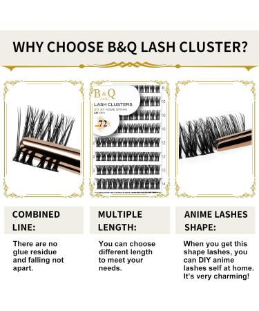 72 B&Q D Curl Cluster Lashes | Natural DIY Soft Eyelash Extensions - 12mm D-12 UK-FD-B48 - Buy Online on SooperMarket.com