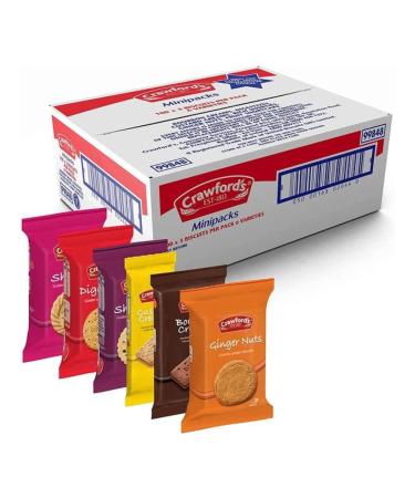 Crawford's Assprted Biscuit Mini Packs / 2 Cases / 100 Mini Packs per Case / 6 Biscuit Varieties Including Bourbons Custard Creams Digestives Fruit Shorties Ginger Nuts Rich Shorties