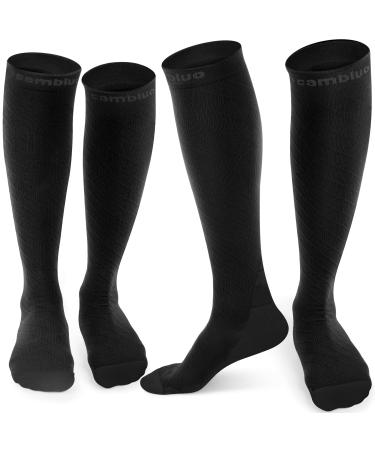 Cambivo compression stockings women and men 2 pairs compression socks support stockings for running sports flight travel cycling xxl black