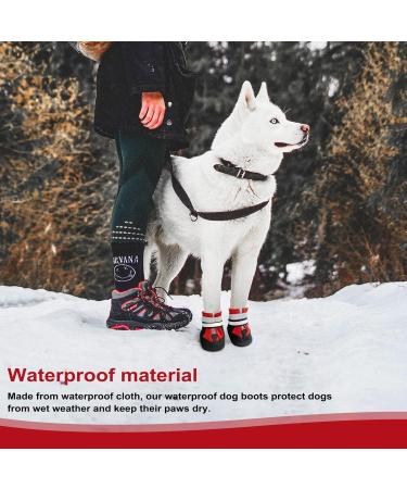 NeuWook Waterproof Dog Boots Set of 4 for Small Medium Large Dogs - Non-Slip and Wear-Resistant Protective Shoes with Reflective Straps - Size M Red - Buy Online on SooperMarket.com