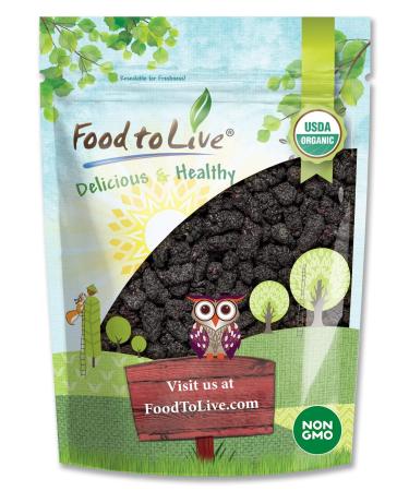 Organic Dried Black Mulberries, 2 Pounds - Non-GMO, Raw Fruit, Unsulfured, Unsweetened, Vegan, Kosher, Mulberry in Bulk. Great for Snacking, Desserts, and Granola. No Sugar Added. Morus nigra 2 Pound (Pack of 1)