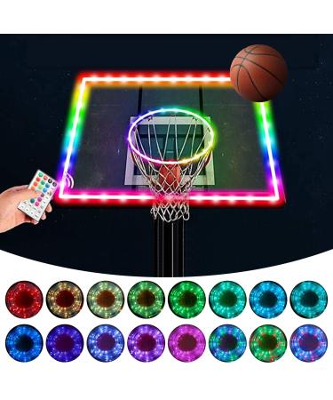 Green Bean LED Basketball Hoop Light, Remote Control Basketball Lights with 16 Colors 7 Flashing Mode fit Basketball Hoop/Board for Playing Basketball Outdoors at Night