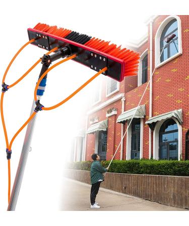 Water Fed Pole Kit 36ft Length Water Fed Brush w/Squeegee 11m Water Fed Cleaning System 3-in-1 Aluminum Outdoor Window Cleaner Hose Cleaning Tool for Window Glass 35cm Brush Head 9M/30FT